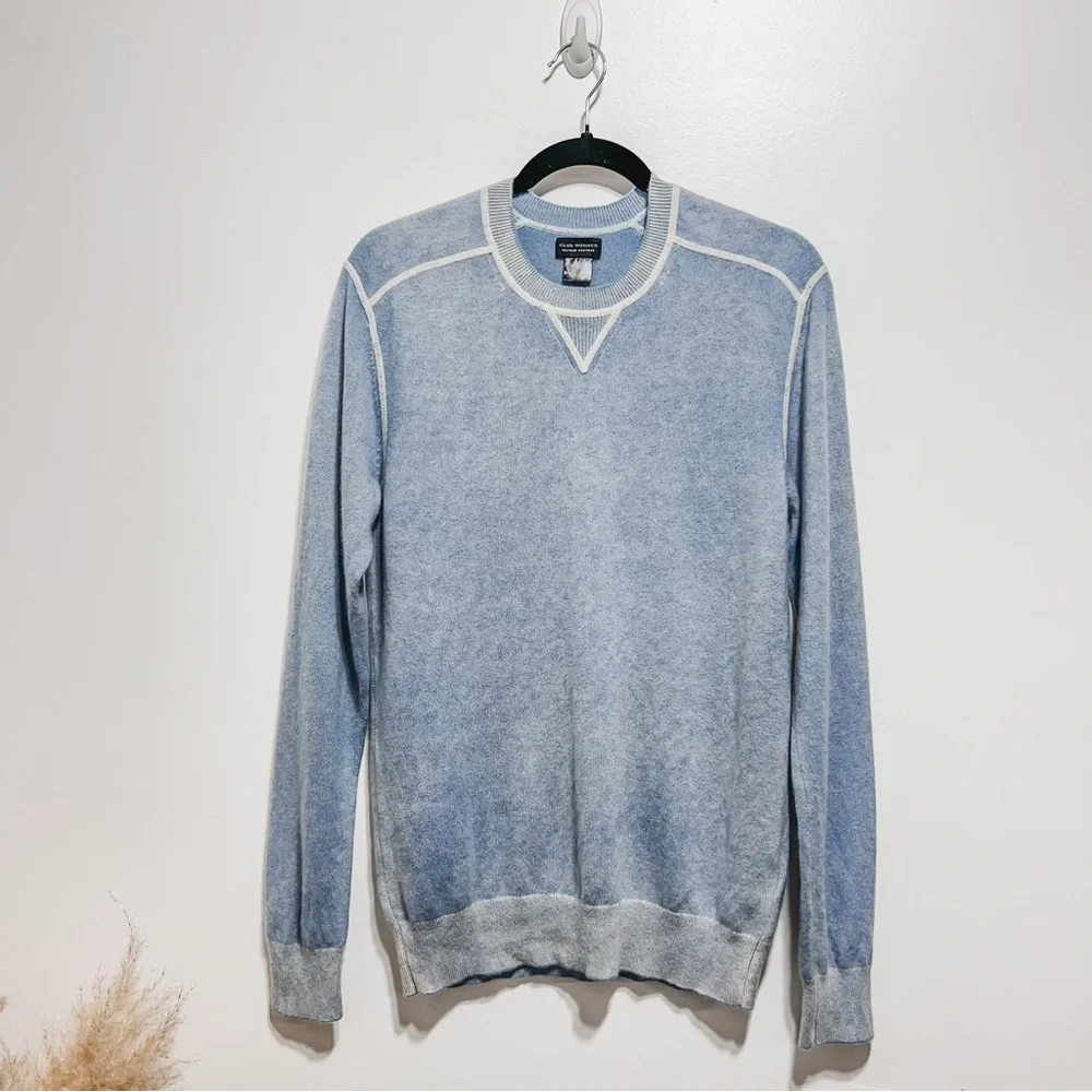 Club Monaco Mens Long Sleeve 100% Cashmere Pullover Sweater Sz S Heathered Blue - Picture 6 of 10